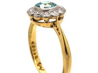 Edwardian 18ct Gold & Platinum, Zircon & Diamond Cluster Ring