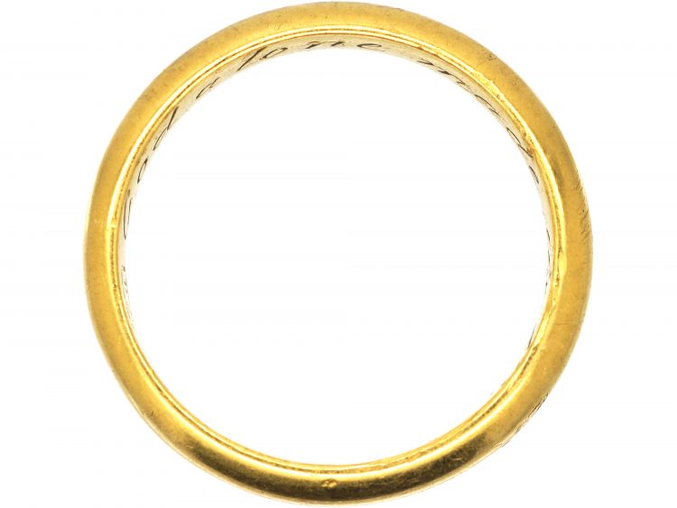 Early 18th Century 18ct Gold Posy Ring with Inscription Inside