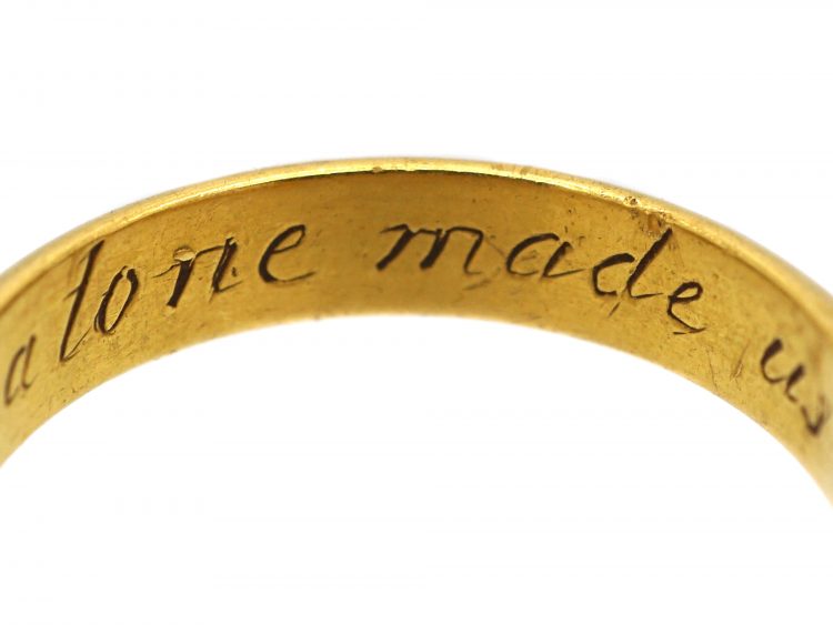 Early 18th Century 18ct Gold Posy Ring with Inscription Inside