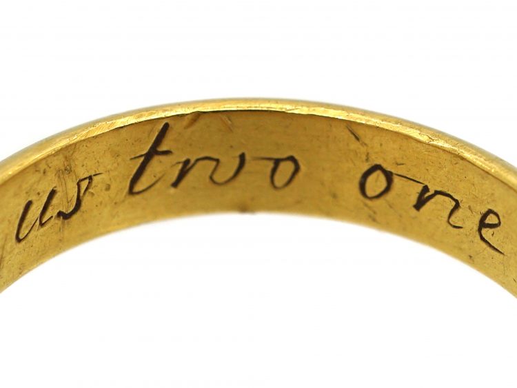 Early 18th Century 18ct Gold Posy Ring with Inscription Inside