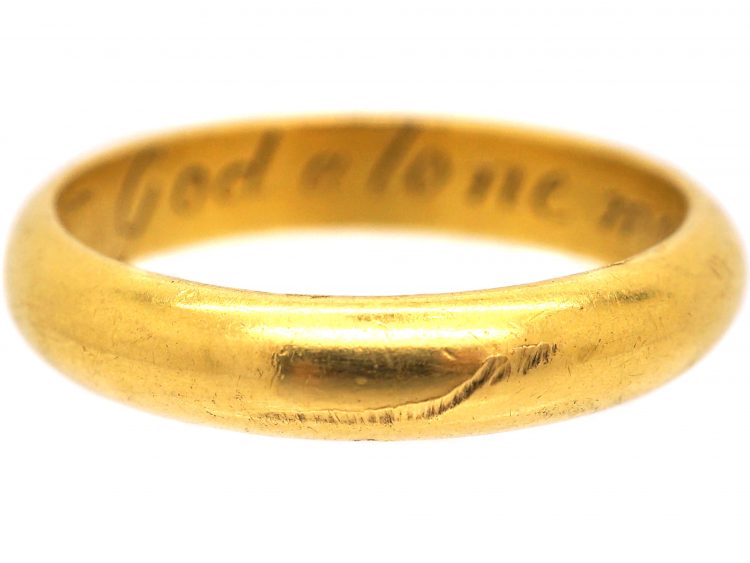 Early 18th Century 18ct Gold Posy Ring with Inscription Inside