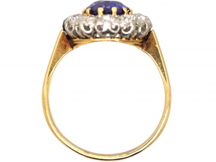 Early 20th Century 18ct Gold, Colour Change Sapphire & Transition Cut Diamond Cluster Ring