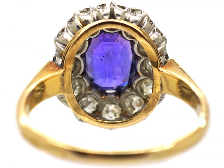 Early 20th Century 18ct Gold, Colour Change Sapphire & Transition Cut Diamond Cluster Ring
