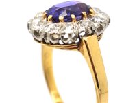 Early 20th Century 18ct Gold, Colour Change Sapphire & Transition Cut Diamond Cluster Ring