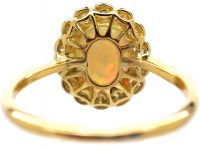 Edwardian 18ct Gold & Platinum, Opal & Diamond Cluster Ring
