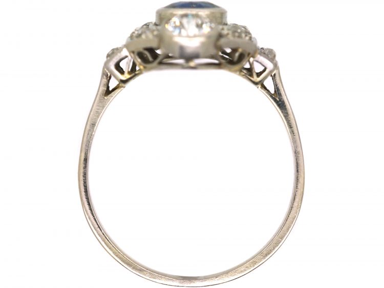 French Early 20th Century Platinum, Sapphire & Diamond Cluster Ring