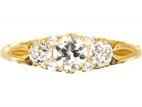 Victorian 18ct Gold Carved Half Hoop Ring set with Three Old Mine Cut Diamonds