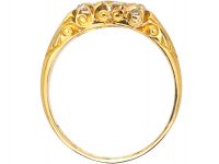 Victorian 18ct Gold Carved Half Hoop Ring set with Three Old Mine Cut Diamonds