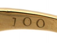 Victorian 18ct Gold Carved Half Hoop Ring set with Three Old Mine Cut Diamonds