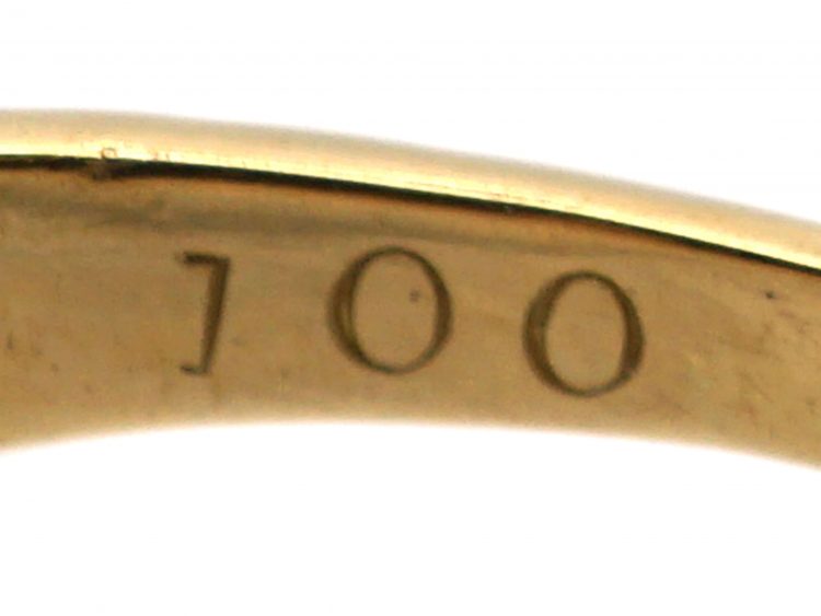 Victorian 18ct Gold Carved Half Hoop Ring set with Three Old Mine Cut Diamonds