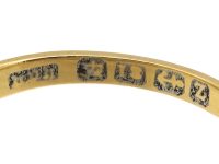 Victorian 18ct Gold, Five Stone Emerald & Diamond Boat Shaped Ring