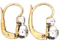 Early 20th Century 14ct Gold & Platinum, Two Stone Diamond Drop Earrings