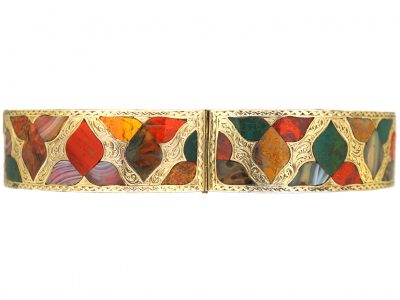 Scottish 19th Century 15ct Gold & Agate Bangle