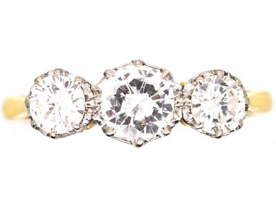 Early 20th Century 18ct Gold & Platinum,Three Stone Diamond Ring
