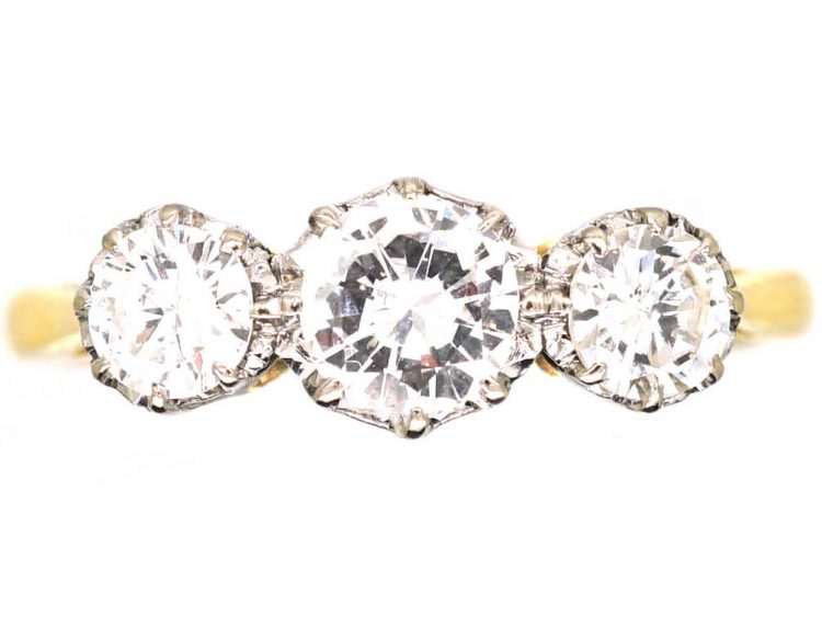Early 20th Century 18ct Gold & Platinum,Three Stone Diamond Ring