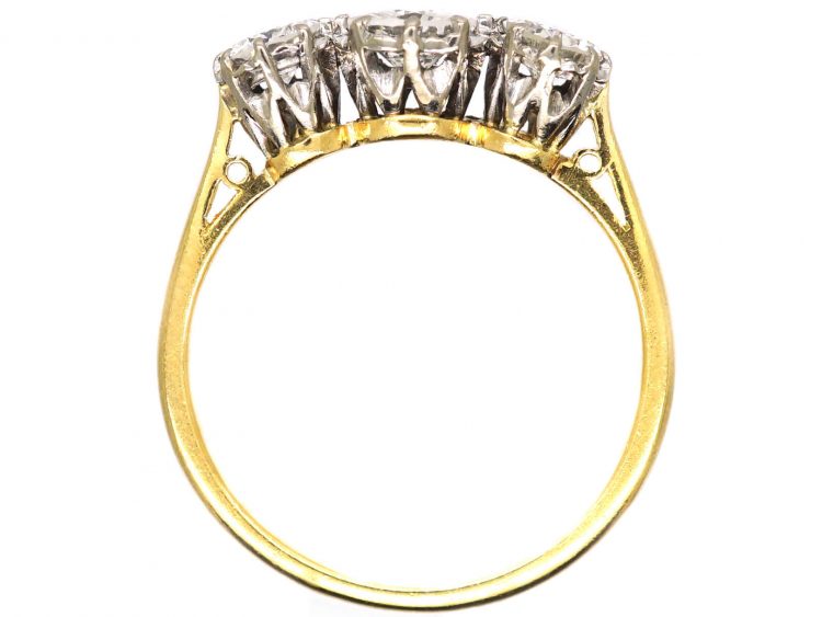 Early 20th Century 18ct Gold & Platinum,Three Stone Diamond Ring
