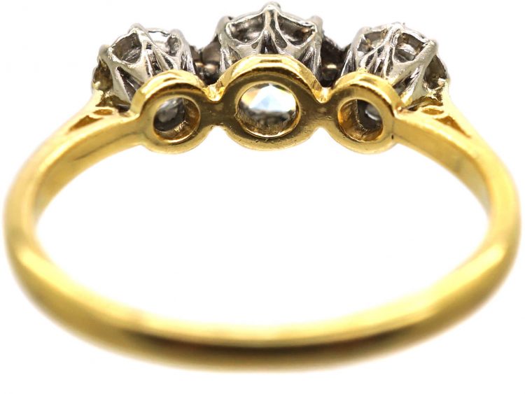 Early 20th Century 18ct Gold & Platinum,Three Stone Diamond Ring