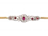 Victorian 18ct Gold, Ruby & Diamond Bracelet or Brooch