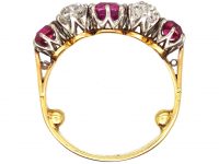 Edwardian 18ct Gold & Platinum, Ruby & Diamond Five Stone Ring