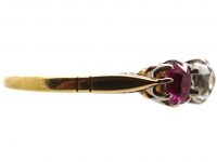 Edwardian 18ct Gold & Platinum, Ruby & Diamond Five Stone Ring