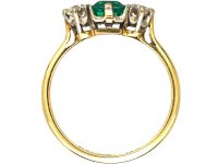 Edwardian 18ct Gold, Emerald & Diamond Three Stone Ring