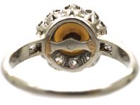 French Early 20th Century Platinum, Diamond & Natural Pearl Cluster Ring