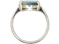 Art Deco 18ct White Gold Ring set with a Large Black Opal
