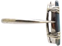 Art Deco 18ct White Gold Ring set with a Large Black Opal