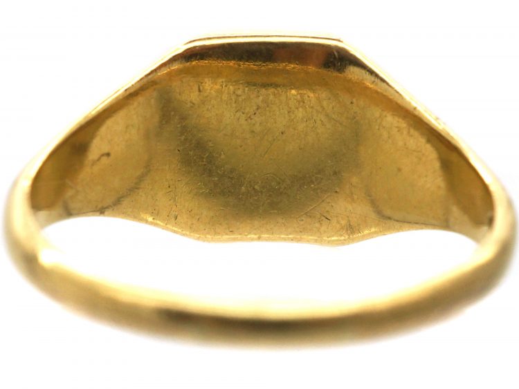 Edwardian 18ct Gold Signet Ring with Intaglio of a Sailing Ship by Cropp & Farr