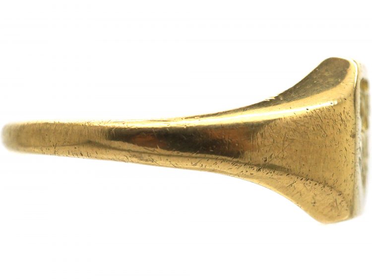 Edwardian 18ct Gold Signet Ring with Intaglio of a Sailing Ship by Cropp & Farr