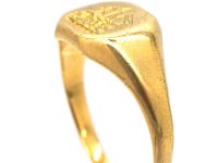 Edwardian 18ct Gold Signet Ring with Intaglio of a Sailing Ship by Cropp & Farr
