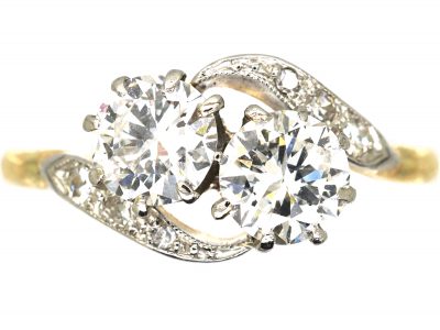 Early 20th Century 18ct Gold & Platinum, Crossover Diamond Ring