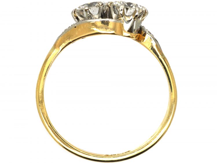Early 20th Century 18ct Gold & Platinum, Crossover Diamond Ring