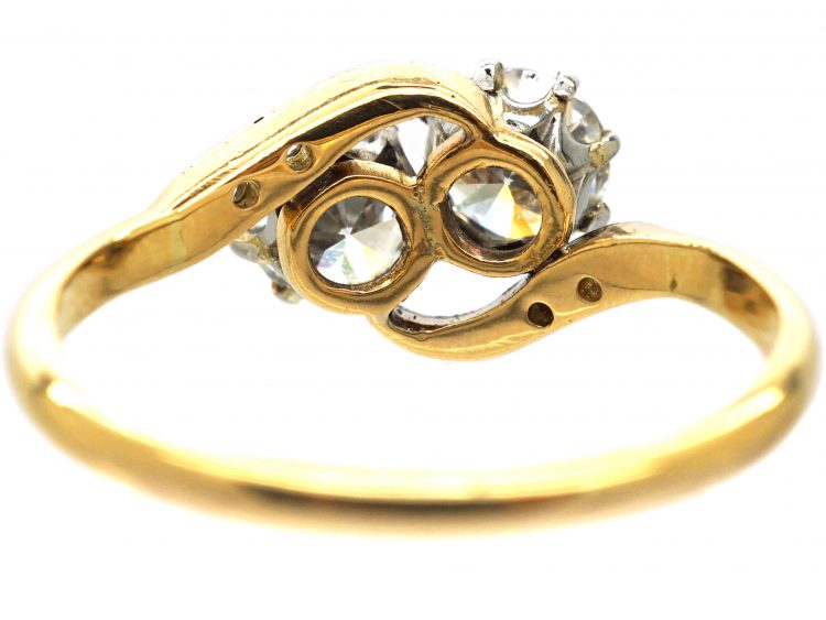 Early 20th Century 18ct Gold & Platinum, Crossover Diamond Ring