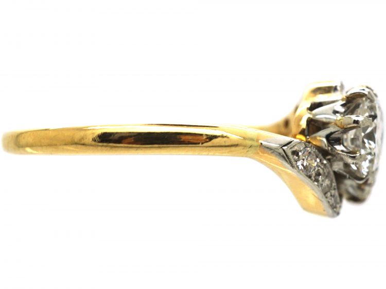 Early 20th Century 18ct Gold & Platinum, Crossover Diamond Ring