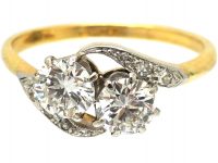 Early 20th Century 18ct Gold & Platinum, Crossover Diamond Ring