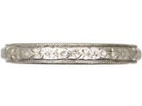 Early 20th Century Platinum Wedding Ring with Orange Blossom Motif