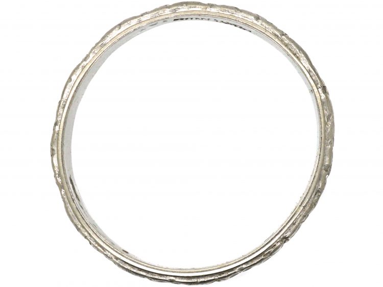 Early 20th Century Platinum Wedding Ring with Orange Blossom Motif