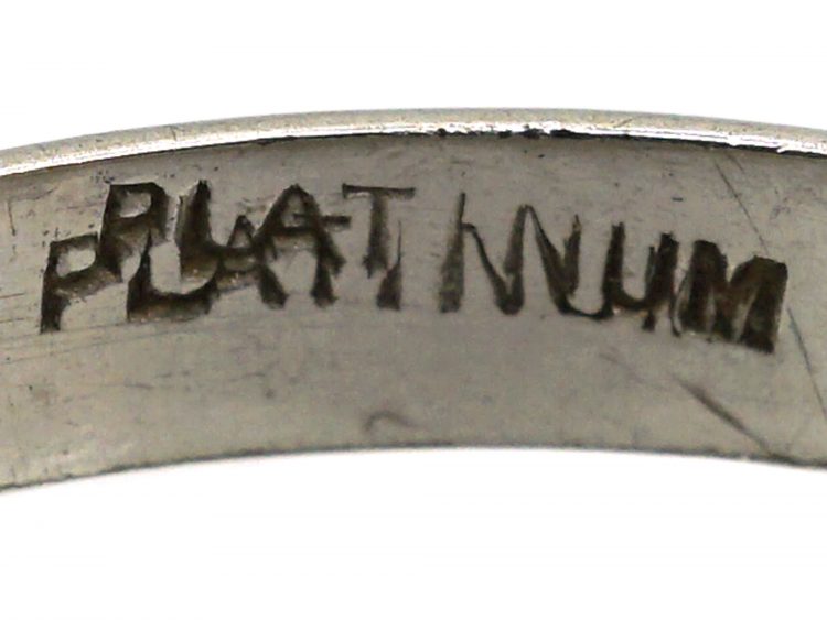 Early 20th Century Platinum Wedding Ring with Orange Blossom Motif