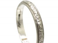Early 20th Century Platinum Wedding Ring with Orange Blossom Motif