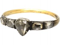Mid 18th Century Rose Diamond Ring with Heart Shaped Rose Diamond in the Centre