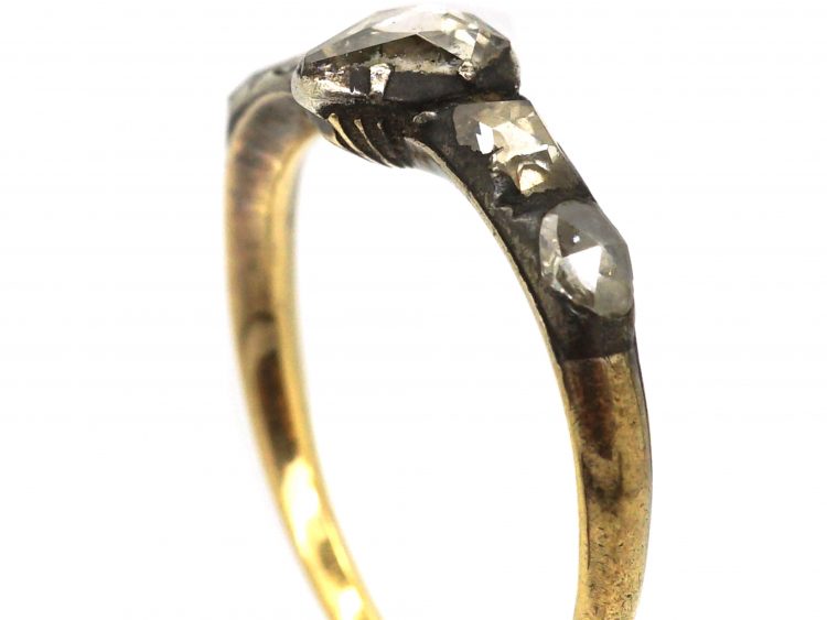 Mid 18th Century Rose Diamond Ring with Heart Shaped Rose Diamond in the Centre