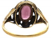 Art Nouveau 18ct Gold & Silver Flower Motif Ring set with a Garnet