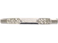 Art Deco Platinum Wedding Ring with Engraved Orange Blossom Detail