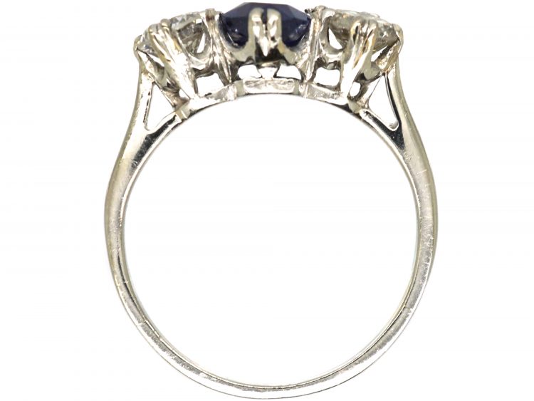 Early 20th Century Platinum, Sapphire & Diamond Three Stone Ring