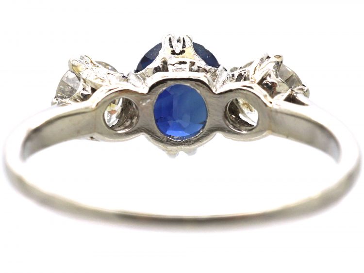 Early 20th Century Platinum, Sapphire & Diamond Three Stone Ring