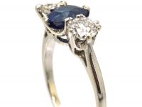 Early 20th Century Platinum, Sapphire & Diamond Three Stone Ring