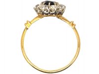 Edwardian 18ct Gold & Platinum, Green Sapphire & Diamond Cluster Ring