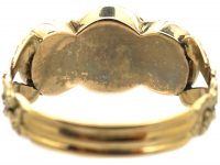 Georgian 15ct Gold Three Stone Citrine Ring with Repousse Motifs