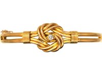 Edwardian 15ct Gold Knot Bangle set with a Diamond